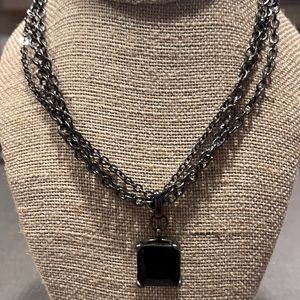 Black stone chain necklace